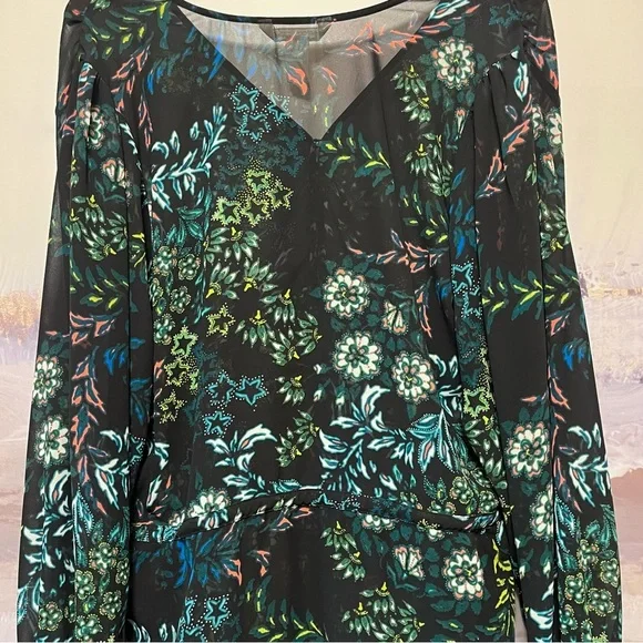 H&M Conscious Beach Cover Up Women Size 12 Floral Drawstring Long Ruffle Sleeve - Picture 9 of 16